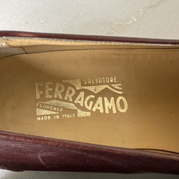 Salvatore Ferragamo Brogue Burgundy Brown Leather Tassle Loafer Shoes Men 8.5 D main image 7
